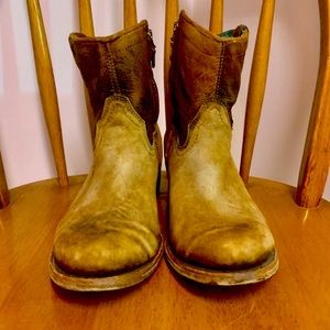 Corral Brown Distressed Lambskin Leather Boots